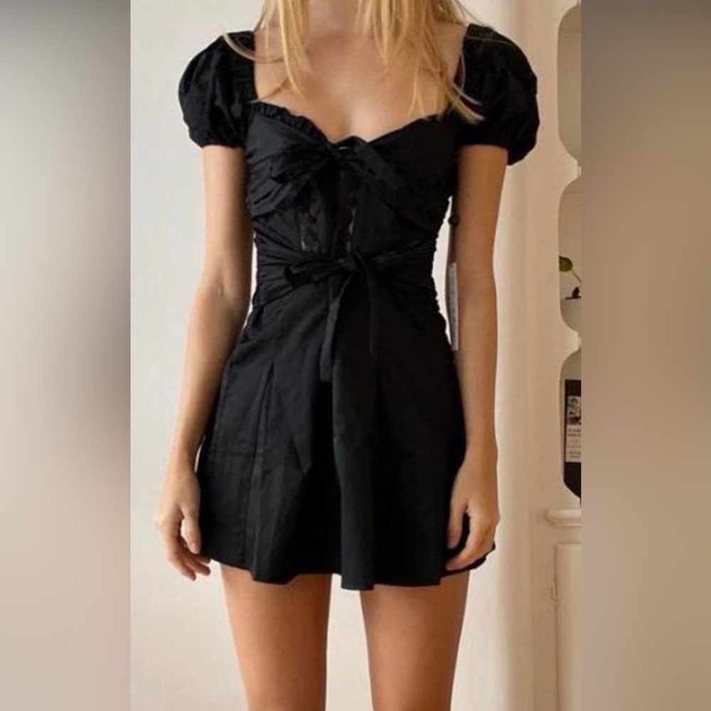 For Love and Lemons Black Tie Mini Dress
